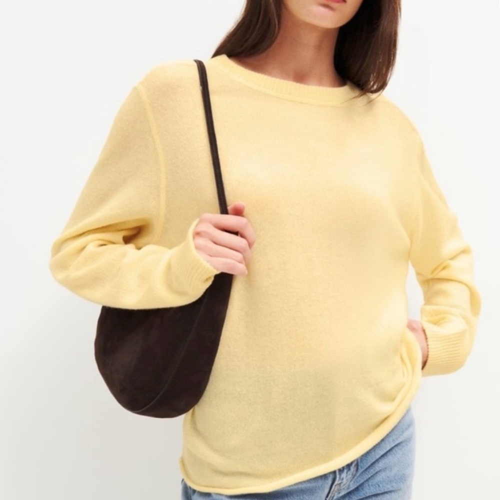 Reformation 100% Cashmere Boyfriend Sweater in Parmesan Butter Yellow, XS